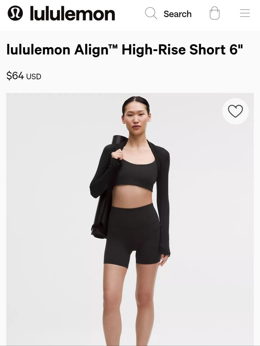 lululemon athletica Align™ High-Rise Bike Shorts 6"— Black